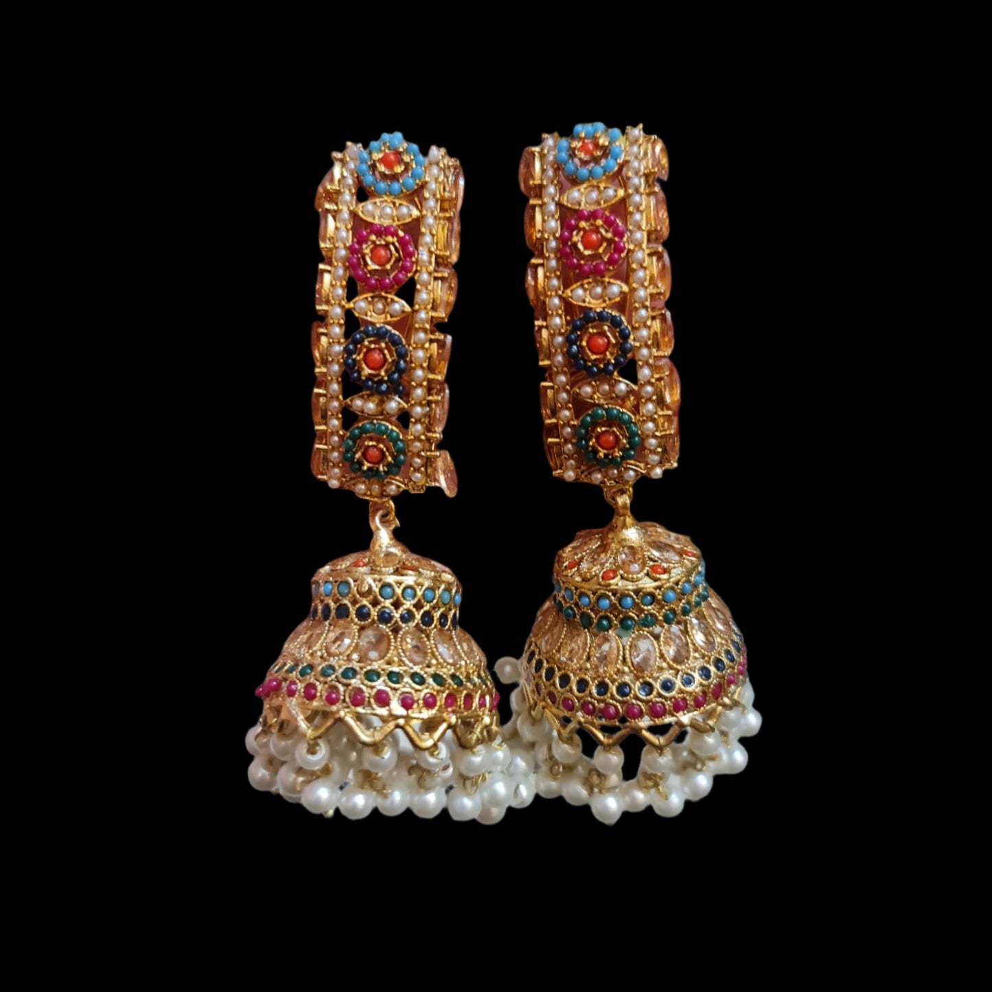 multicolored long jhumki