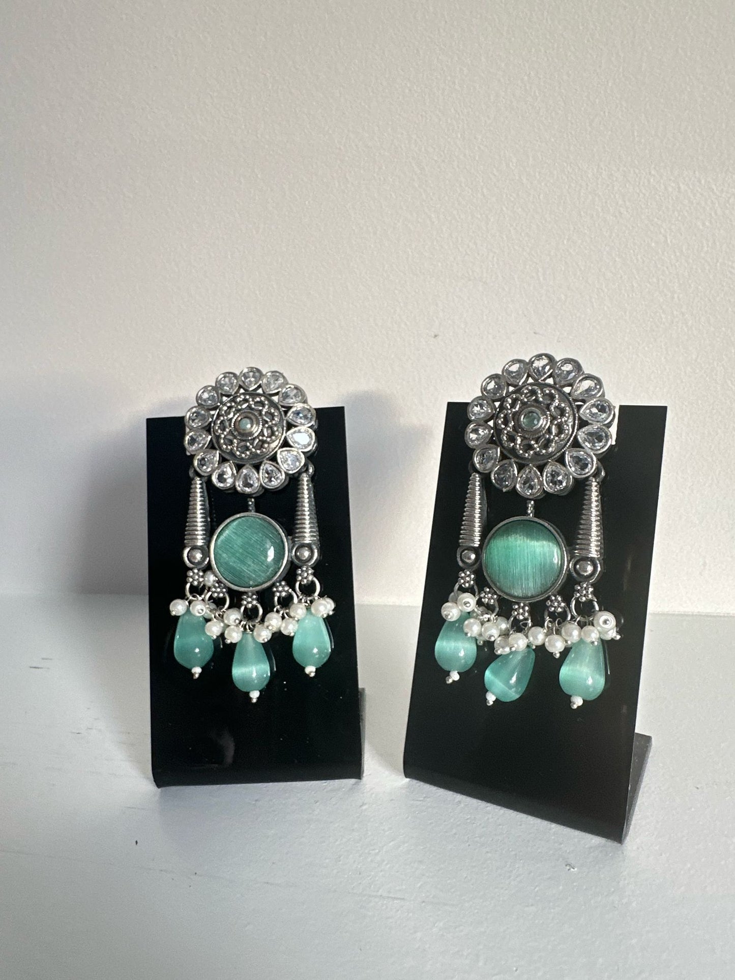 Blue silver earrings